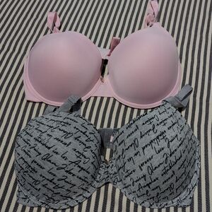 Pink and Gray Juicy Couture Women's Bra Set